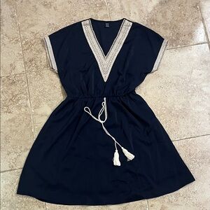 SHEIN Navy Top with Cream Lace Detail